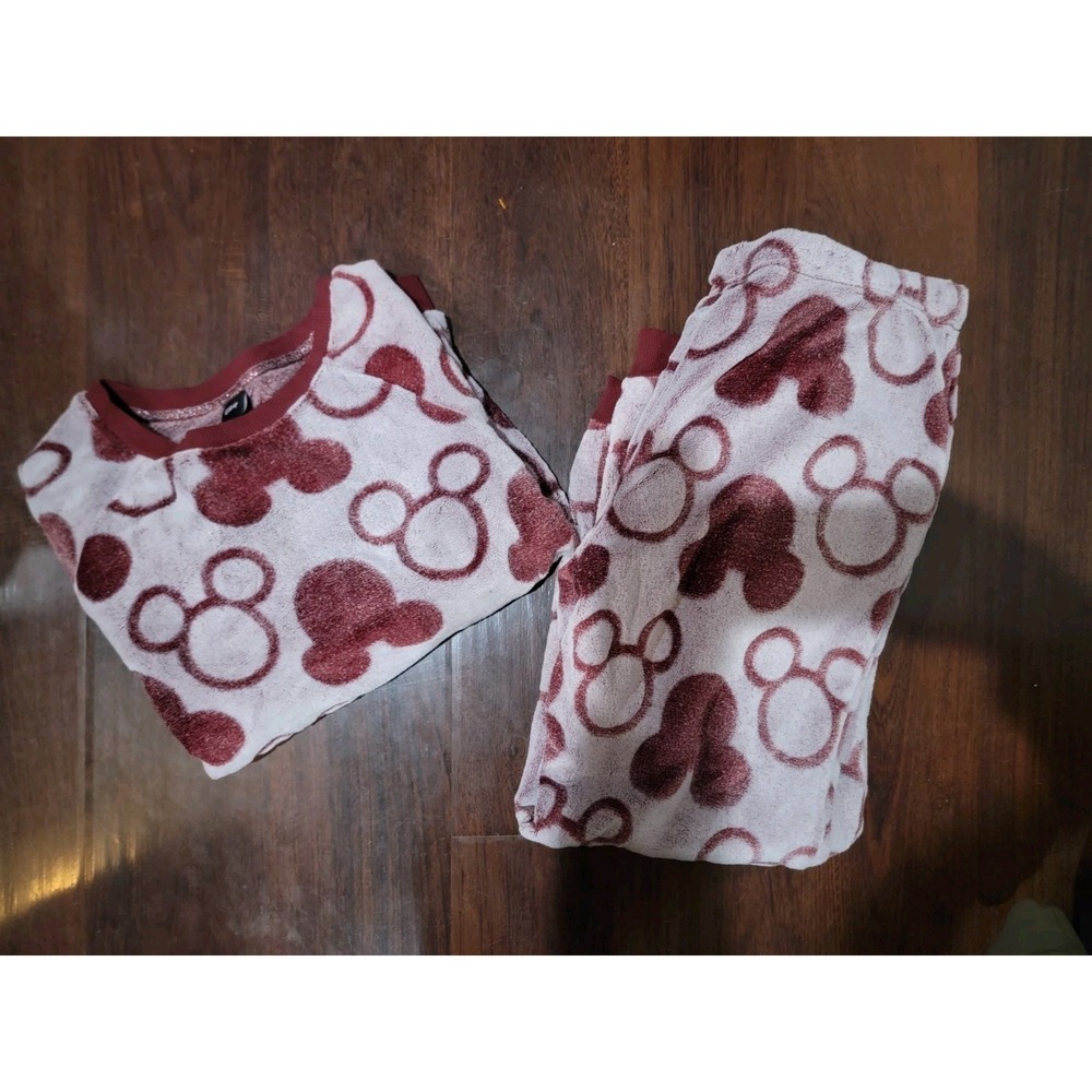Mickey Mouse Disney Character Ladies'‎ Fleece 2-piece Pajama Set RED Large 12/14 - Picture 2 of 12